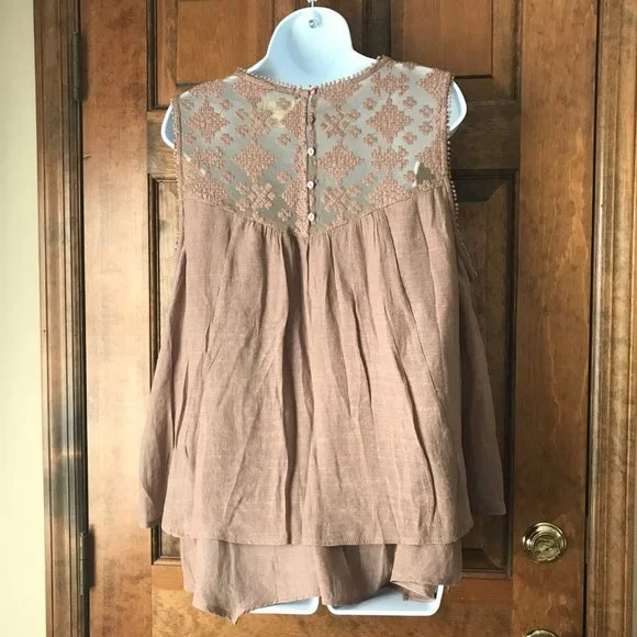 FINAL PRICE - Style & Co Brown Shimmer Sleeveless Tunic w/Illusion Neckline 2X - Picture 6 of 10